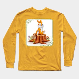 Bunny on a Tree Stump Long Sleeve T-Shirt